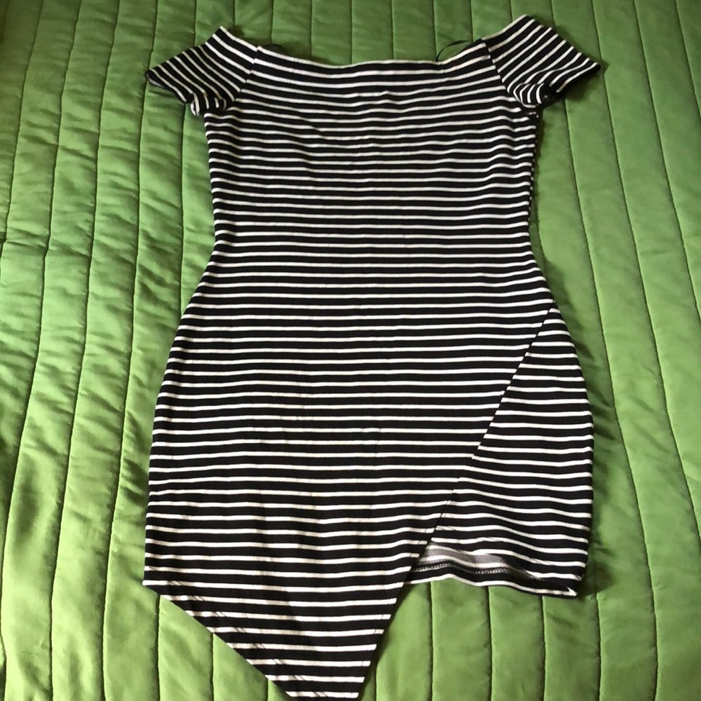 Black and white striped dress